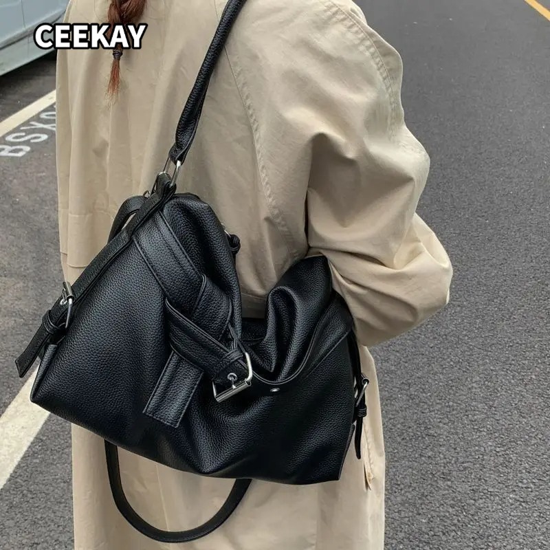 Women'S Young Bags - Tas Tote Hitam Y2k Kapasitas Besar,