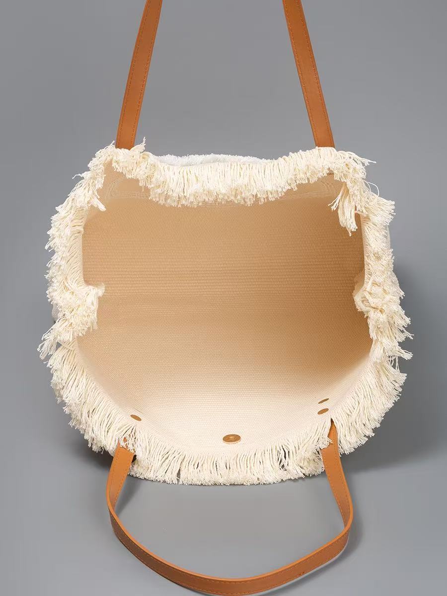 Tas Tote Rafia dengan Patch Ma - Women'S Raffia Bags ulasan dan harga