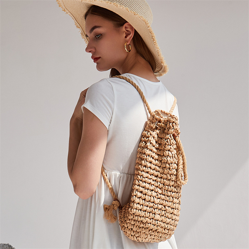 Tas ransel jerami kasual musim - Women'S Raffia Bags ulasan dan harga